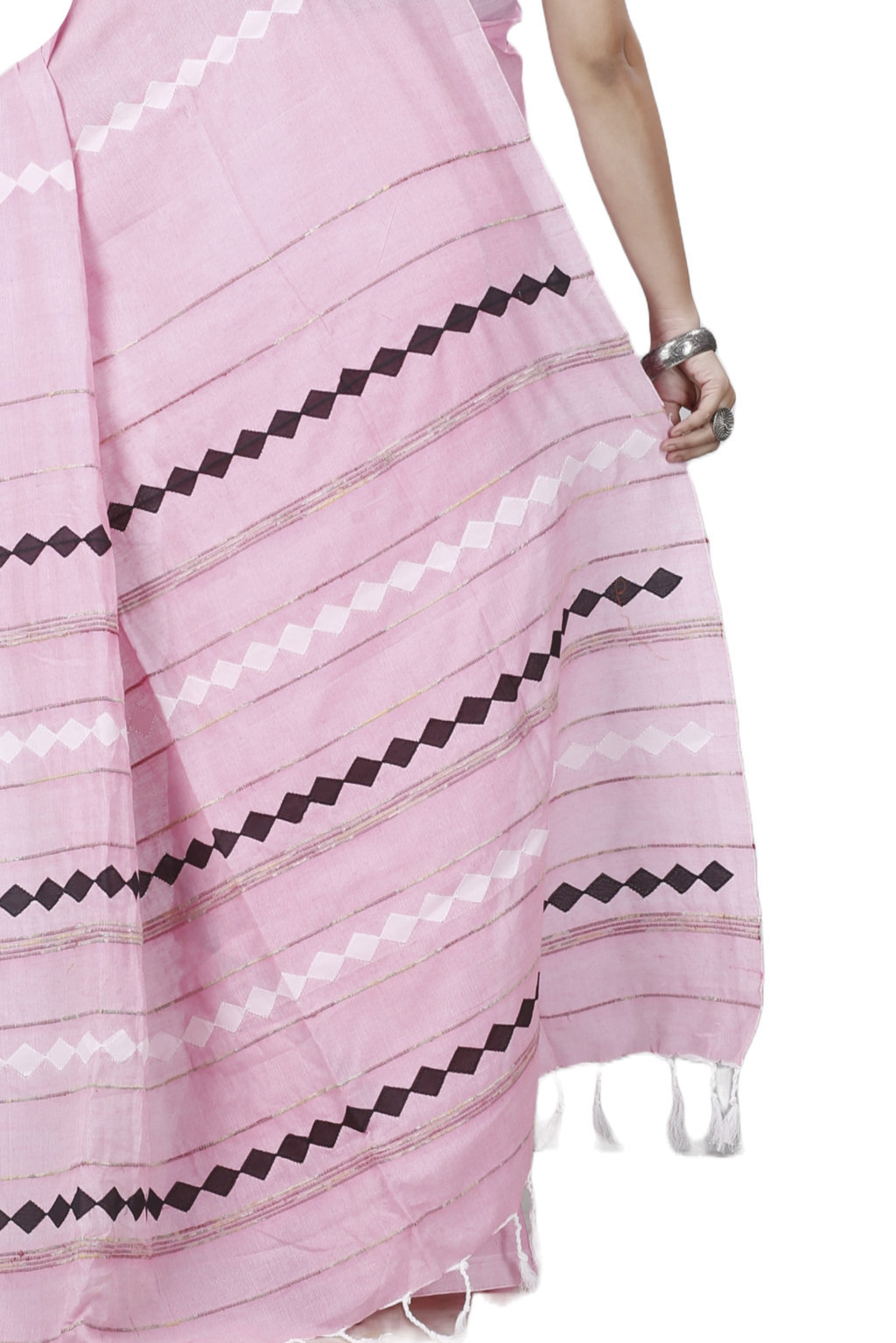 Pink Pure Cotton Tika Applique Saree (1246)